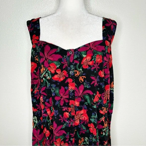 AVA & VIV Multicolor Floral Sleeveless Button Front Midi Dress Plus Size 3X - Picture 2 of 10